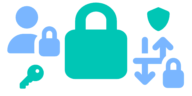 Web security and digital marketing icons for Bournemouth web design.
