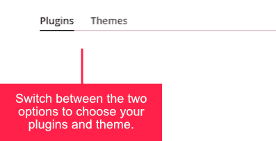 Switch between plugins and themes in WordPress dashboard.